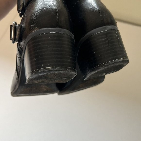 Unisa Womens Black Faux Leather Ankle Booties Size 6M Zip Up Buckles Round Toe - Picture 10 of 11